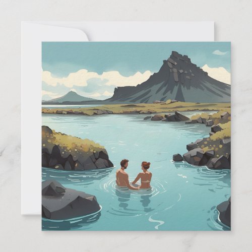 Relaxing in in Icelands Blue Lagoon Holiday Card