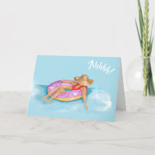 Relaxing in the pool on a sprinkle donut float thank you card