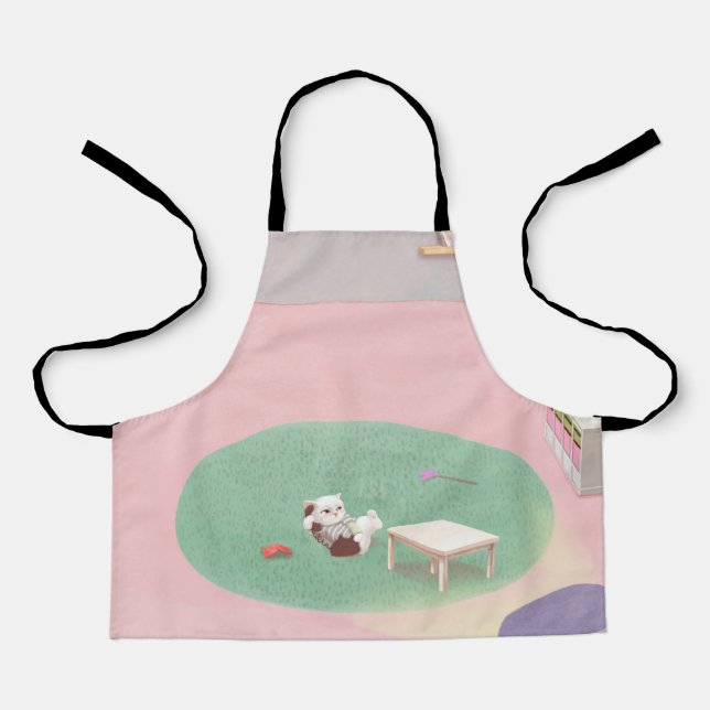 Relaxing Kitten in Living Room Apron (Front)
