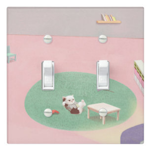 Relaxing Kitten in Living Room Light Switch Cover