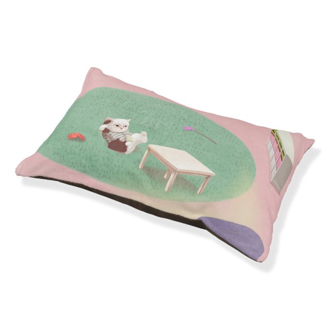 Relaxing Kitten in Living Room Pet Bed (Angled)