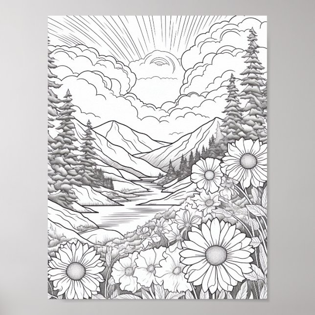 Relaxing Landscape Coloring Poster (Front)