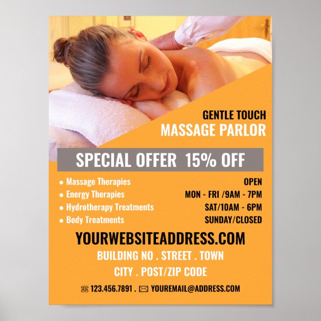Relaxing Massage, Massage Therapy, Massage Parlor Poster (Front)