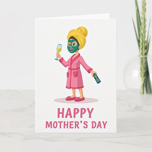 Relaxing Mothers Day Illustration Card (Front)