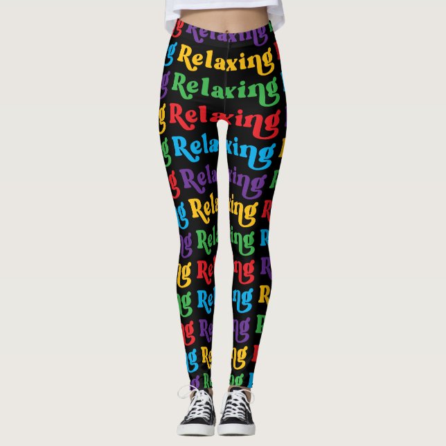 Relaxing, Multi-color, Retro Leggings (Front)