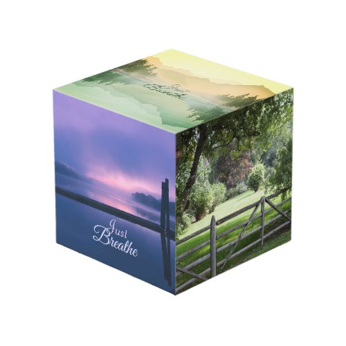 Relaxing Nature Images JUST BREATHE Paperweight Cube