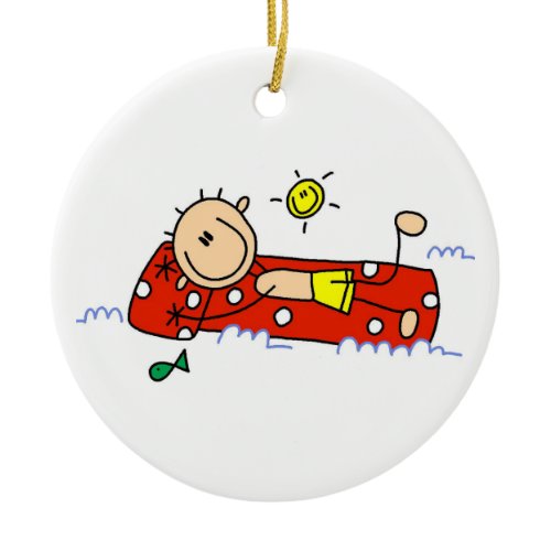 Relaxing on Air Mattress Ceramic Ornament