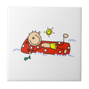 Relaxing on Air Mattress Ceramic Tile