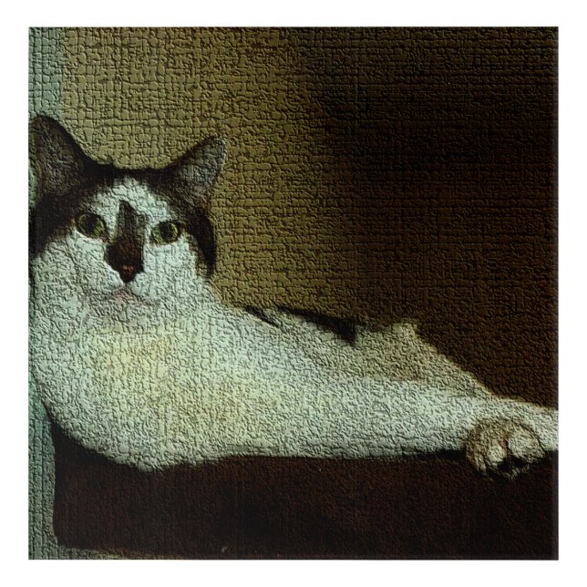 Relaxing on the cat tree acrylic print (Front)