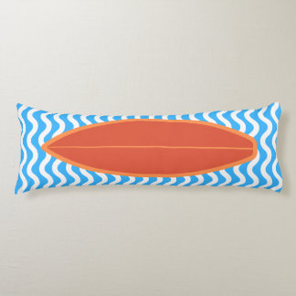 Relaxing Orange Blue Waves Surfing Body Pillow