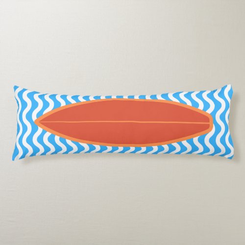 Relaxing Orange Blue Waves Surfing Body Pillow