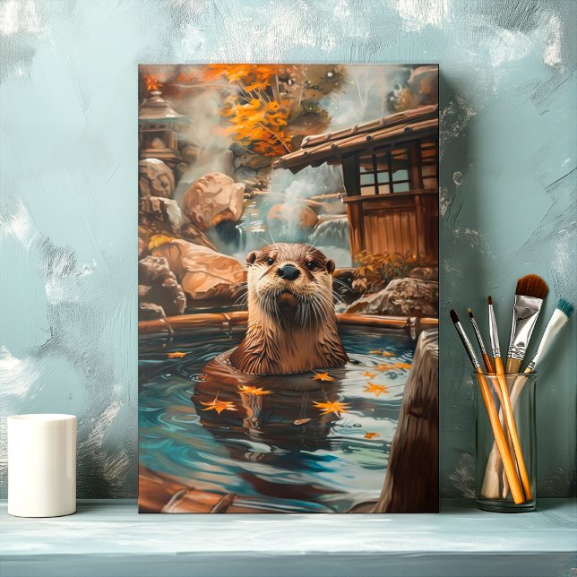 Relaxing Otter Hot Spring Canvas Print (Creator Uploaded)