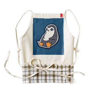 Relaxing Penguin Sweet Big Eyes Ink Drawing Design Zazzle HEART Apron