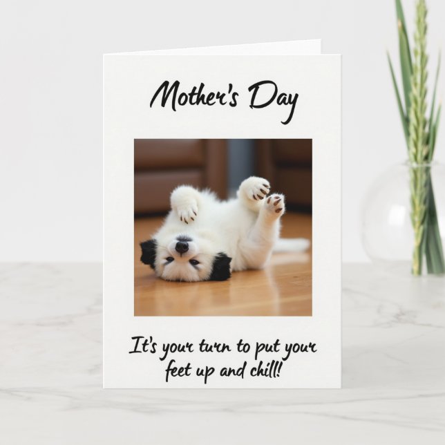 Relaxing Puppy Mothers Day Card (Front)