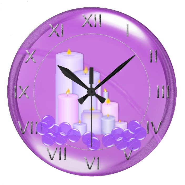 Relaxing Purple Candle Bathroom Large Clock