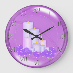 Relaxing Purple Candle Bathroom Large Clock