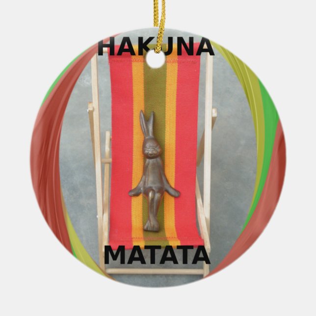 Relaxing Rabbit Vector Artwork Print Design Ceramic Ornament (Front)