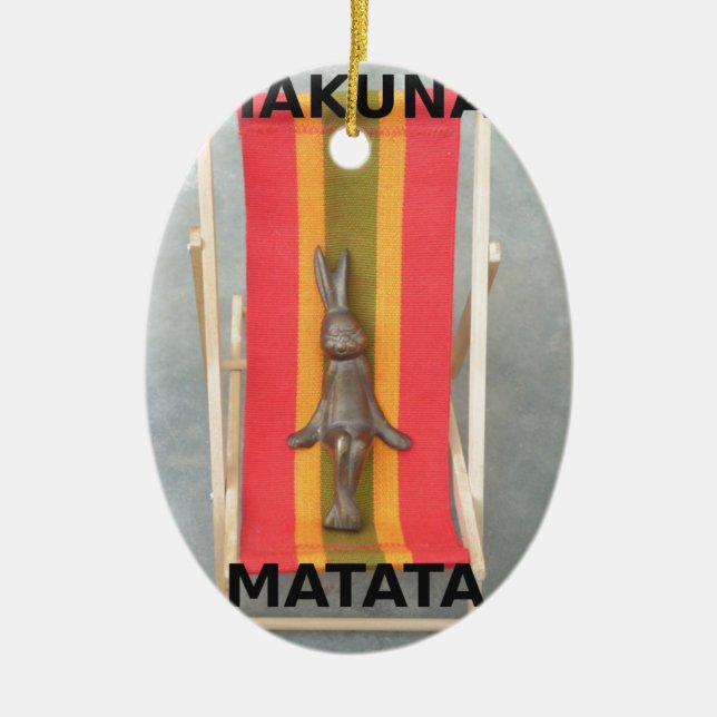 Relaxing Rabbit Vector Artwork Print Design Ceramic Ornament (Front)