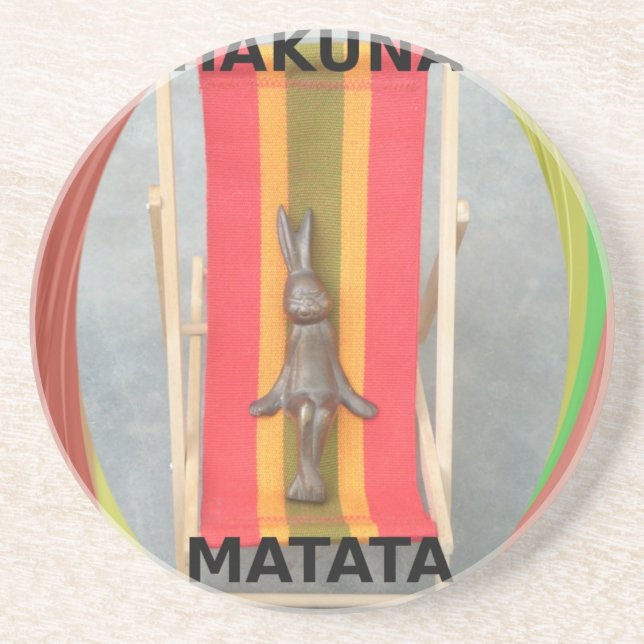 Relaxing Rabbit Vector Artwork Print Design Sandstone Coaster (Front)