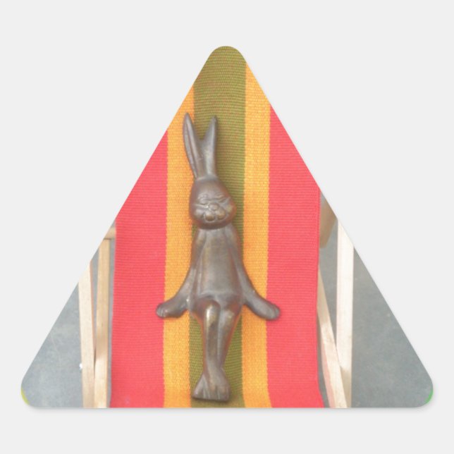 Relaxing Rabbit Vector Artwork Print Design Triangle Sticker (Front)