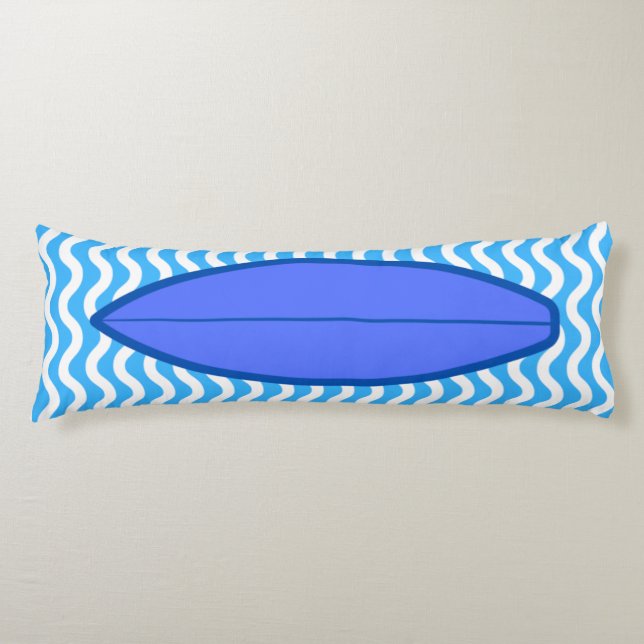 Relaxing Royal Blue Waves Surfing Body Pillow (Front)
