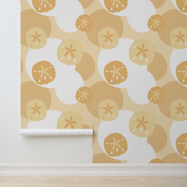 Relaxing Sand Dollar Beach House Pattern Wallpaper (Application)