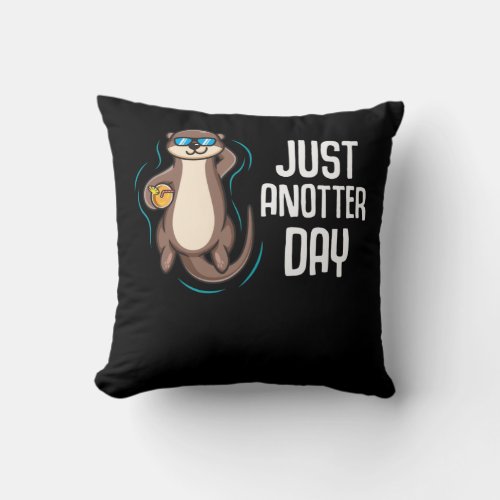 Relaxing Sea Otter Swimming Throw Pillow
