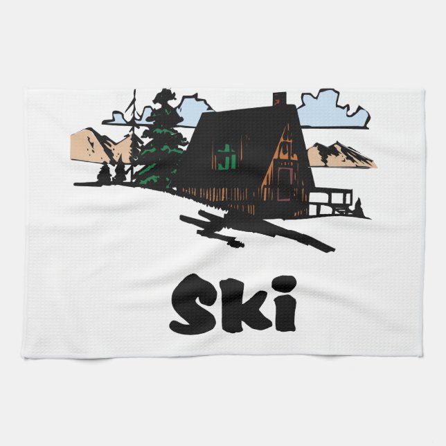 Relaxing Ski Lodge Kitchen Towel (Horizontal)