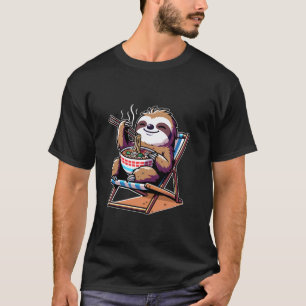 Relaxing Sloth Eating Noodles in Chair Graphic T-Shirt