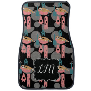 Relaxing Sloth Village Home Monogram Car Floor Mat
