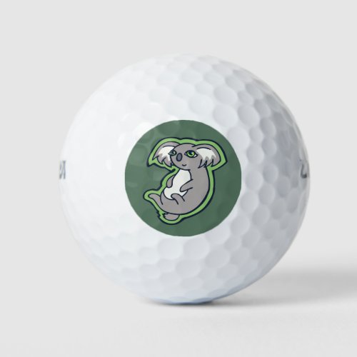 Relaxing Smile Gray Koala Green Drawing Design Golf Balls