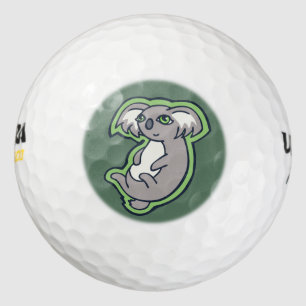 Relaxing Smile Gray Koala Green Drawing Design Golf Balls