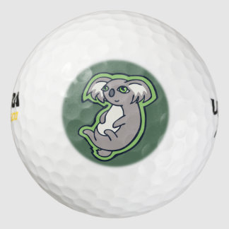 Relaxing Smile Gray Koala Green Drawing Design Golf Balls