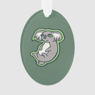Relaxing Smile Gray Koala Green Drawing Design Ornament