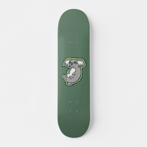 Relaxing Smile Gray Koala Green Drawing Design Skateboard