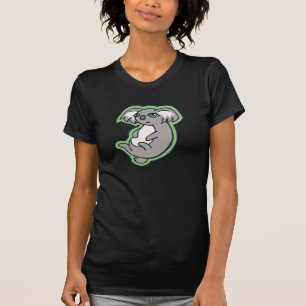 Relaxing Smile Gray Koala Green Drawing Design T-Shirt