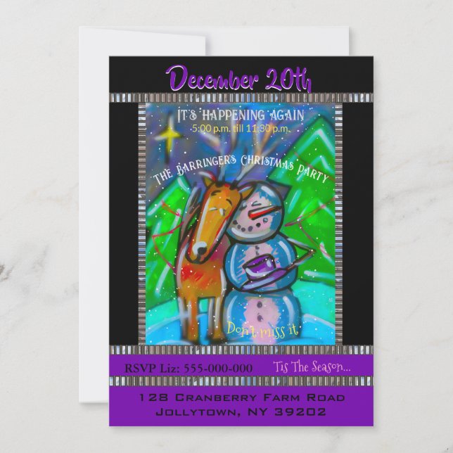 Relaxing Snowman Annual Christmas Party Invite (Front)