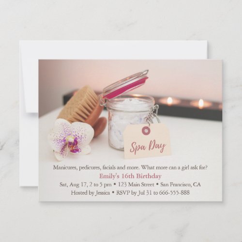 Relaxing Spa Girls Birthday Party Invitations