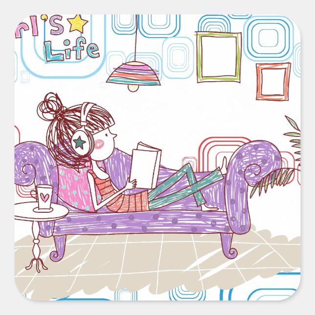 Relaxing Square Sticker (Front)