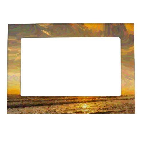 Relaxing Sunset Gouache Painting  Picture Magnetic Frame