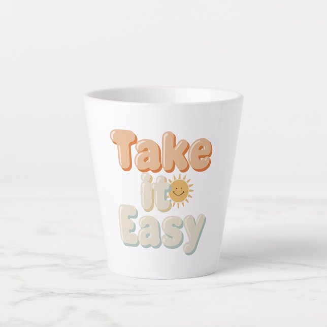 Relaxing "Take It Easy" with Smiling Sun Latte Mug (Front)