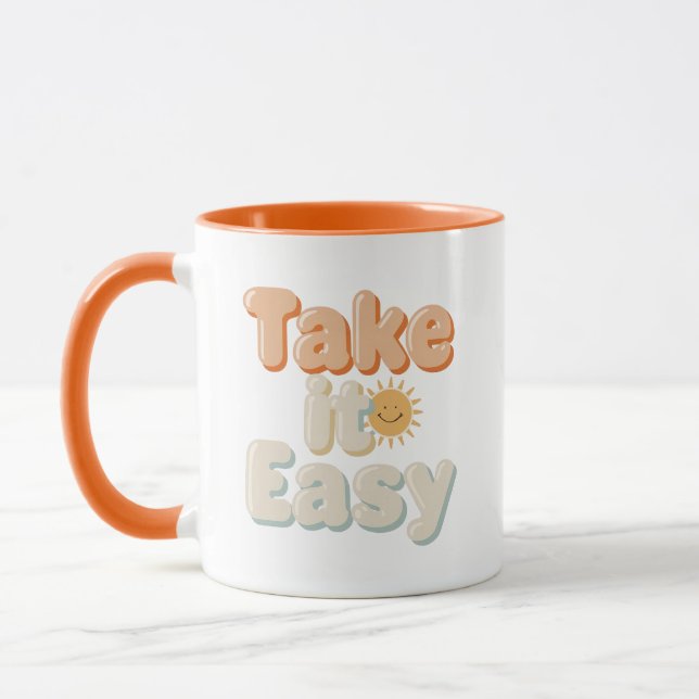 Relaxing "Take It Easy" with Smiling Sun Mug (Left)