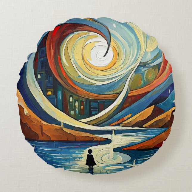Relaxing Traditional  Round Pillow (Front)