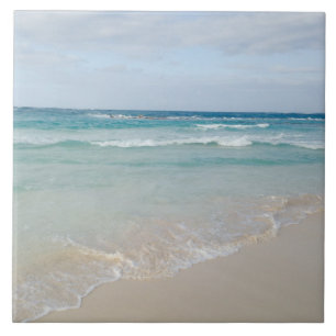 Relaxing Tropical Beach Ocean Scene Photography Ceramic Tile