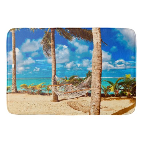 Relaxing Tropical Caribbean Island Beach  Bath Mat