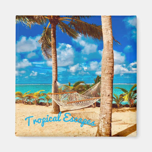 Relaxing Tropical Caribbean Island Beach Magnet (Front)