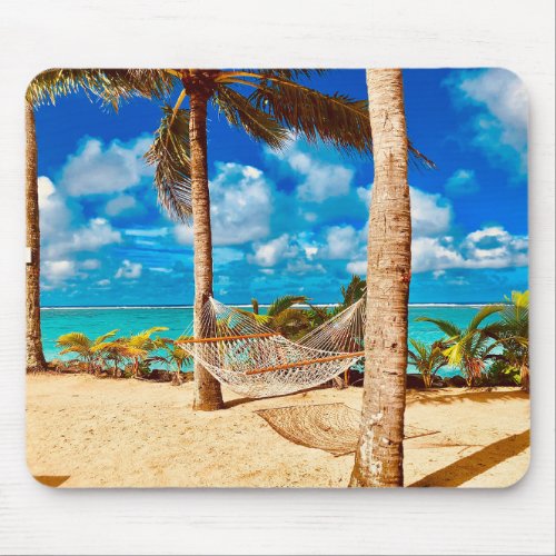 Relaxing Tropical Caribbean Island Beach Mouse Pad
