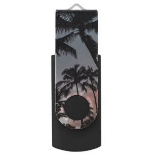 Relaxing Tropical Palm Trees Sunset Flash Drive