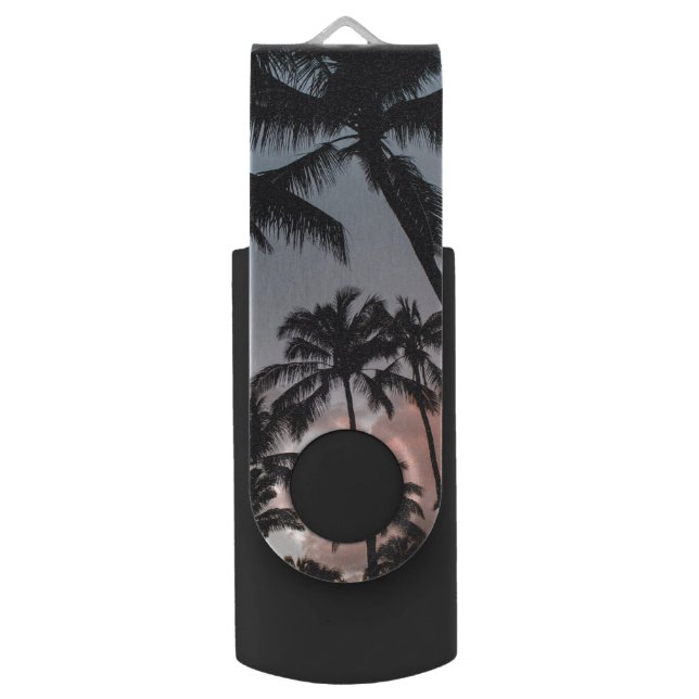 Relaxing Tropical Palm Trees Sunset Flash Drive (Front Vertical)