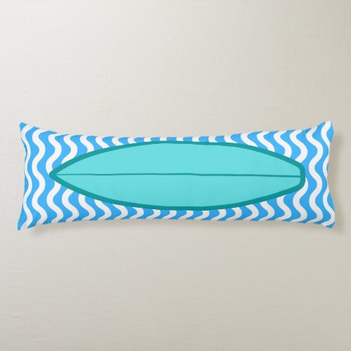 Relaxing Turquoise Blue Waves Surfing Body Pillow